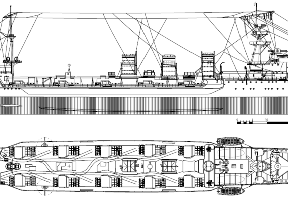 Корабль IJN Kitakami [Light Cruiser] (1941) - чертежи, габариты, рисунки